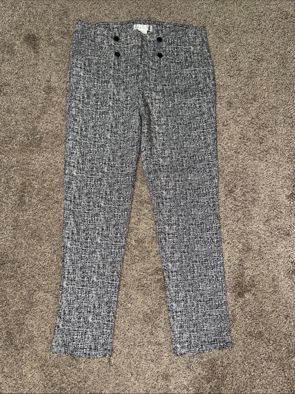 Retrology Black and White Patterned Dress Pants-ankle length
